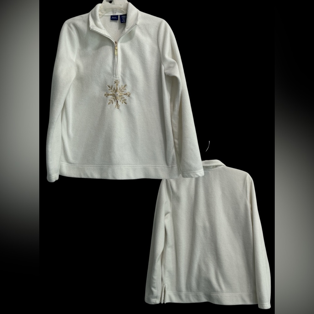 Metallic Embroidered fleece top